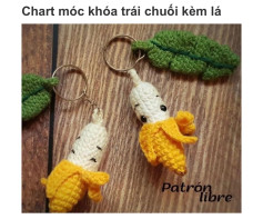 Patrón de llavero de plátano con hoja de ganchillo