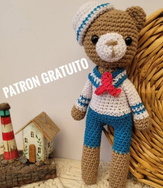 Patrón de oso marinero de ganchillo para principiantes
