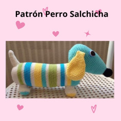 Patrón de perro salchicha de ganchillo fácil y colorido