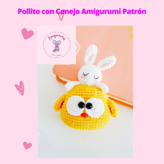 Pollito con Conejo Amigurumi Patrón de Crochet para Principiantes