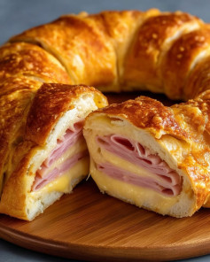 Rosca Dorada de Jamón y Queso Fundido