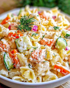 Salad Mì Ý Cua Sốt Kem Mát Rượi, Béo Vừa, Không Ngán