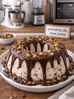 Semifreddo de Baunilha com Ganache e Crocante de Nuts