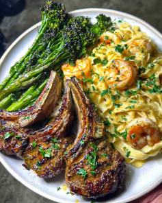 Thịt Cừu Tỏi Nướng Sang Chảnh, Tôm Alfredo Mềm Mịn