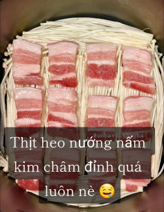 Thịt Heo Nướng Nấm Kim Châm Ngon Tuyệt Vời