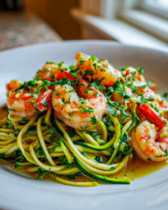 Tôm Xào Tỏi Mì Zucchini Tươi Mát Thơm Ngon