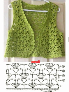 طرح بافتنی جلیقه قلاب با گل های زیبا