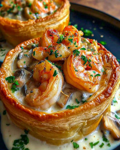 Vol-au-Vent Tôm Nấm Sốt Tỏi Kem Thơm Ngậy
