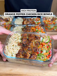 Zesty Orange Pepper Chicken with Herb Garlic Rice