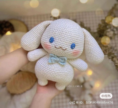 Adorable Crochet Bunny with Blue Bow Pattern
