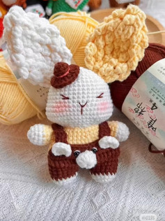 Adorable Crochet Bunny with Hat and Overalls Pattern