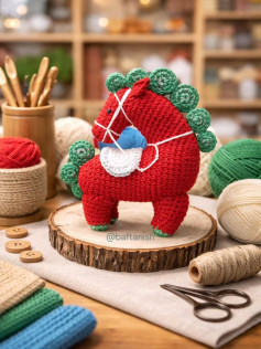 اسب قلاب‌بافی رنگارنگ با جزئیات زیبا