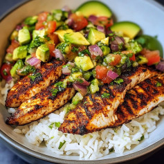 Blackened Tilapia with Cilantro Lime Rice &Avocado Salsa