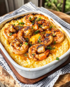 Cajun Butter Shrimp & Grits Casserole