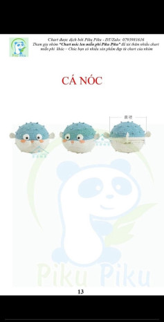 Chart móc len cá nóc đáng yêu cho người mới học