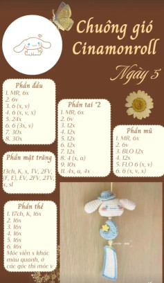 Chart móc len chuông gió Cinnamoroll dễ thương cho ngày 5