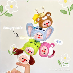 Chart móc len cosplay dễ thương cho đồ chơi thú nhồi bông