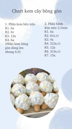 Chart móc len kem cây bông gòn dễ thương và đơn giản