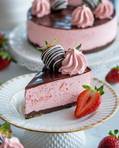 Cheesecake de Fresa y Chocolate: Delicia Cremosa y Refrescante