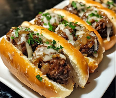 Cheesy French Onion Meatball Subs