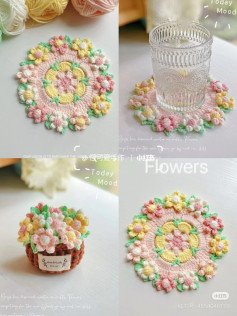Colorful Crochet Flower Coaster Pattern for Home Decor