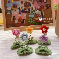 Colorful Crochet Flowers with Green Leaves Pattern Tutorial