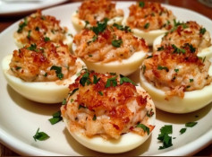 Crab Rangoon Deviled Eggs