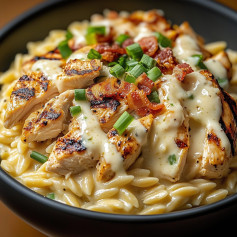 Creamy Bacon Chicken Ranch Orzo Skillet