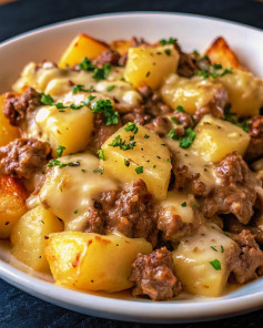 Creamy One-Pan Meat and Potato Delight