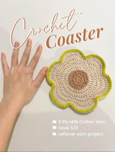 Crochet Flower Coaster for Beginners with Leftover Yarn