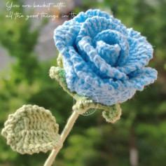 Crochet Pattern for a Beautiful Blue Rose with Leaf Details
