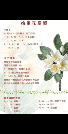 Crochet Pattern for Beautiful White Flower with Green Leaves