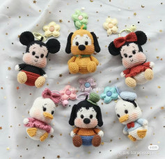 Crochet Pattern for Cute Cartoon Character Keychains