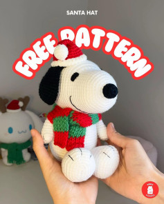 Crochet Pattern for Cute Christmas Dog with Santa Hat
