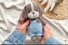 Crochet Pattern for Cute Little Puppy in Overalls