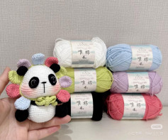 Crochet Pattern for Cute Panda Flower Plush Toy