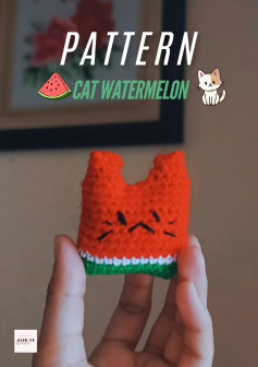 Crochet Pattern for Cute Watermelon Cat Toy