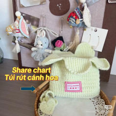 Crochet Pattern for Flower Petal Drawstring Bag