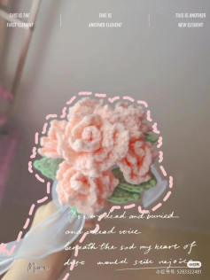 Crochet Pattern for Lovely Pink Rose Bouquet