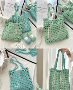 Crochet Pattern for Stylish Beach Tote Bags in Pastel Shades