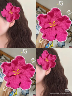 Crochet Pattern for Vibrant Hibiscus Flower Hair Accessory