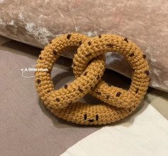 Crochet Pretzel Pattern with Cute Face and Chocolate Sprinkles