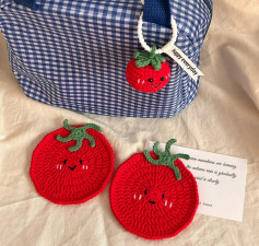 Crochet Tomato Coaster Set: Add Fun to Your Table Decor