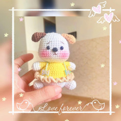 Cute Crochet Puppy in Yellow Outfit Pattern