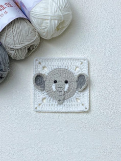 Cute Elephant Crochet Square Pattern for Beginners