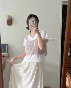 Elegant Crochet Vest Paired with White Summer Dress