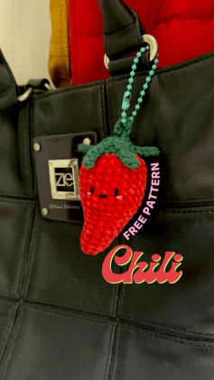 Free Crochet Pattern for Cute Chili Keychain