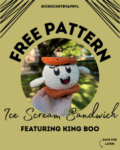 Free Crochet Pattern: Ice Scream Sandwich Featuring King Boo