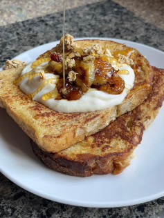 Golden Caramel Banana Bliss French Toast