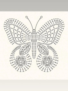 Gráfico de Crochê de Borboleta Elegante e Detalhado